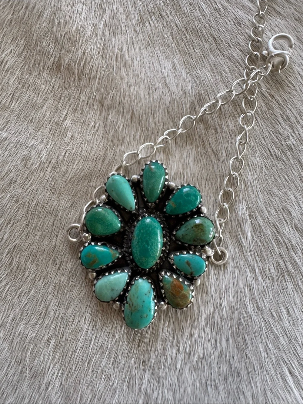 Carico Lake Turquoise Cluster Sterling Silver Bracelet